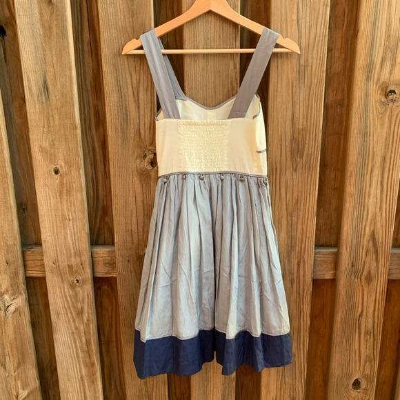 Burlapp Silvery Gray Nautical Cotton Silk Dress - Picture 4 of 9